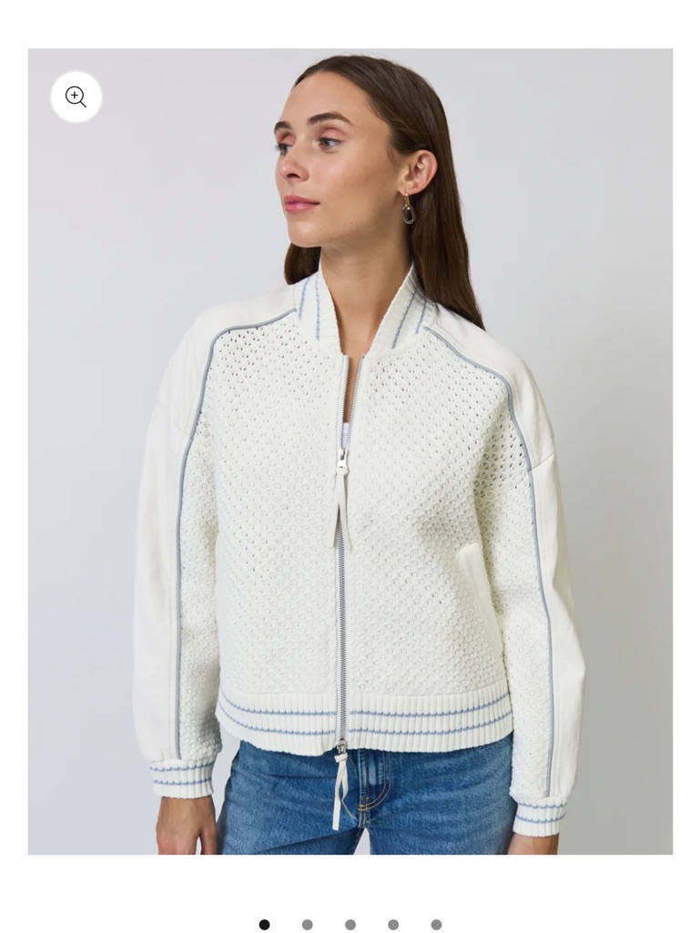 Central Park West Ophelia Vegan X Crochet Bomber In Bone - M